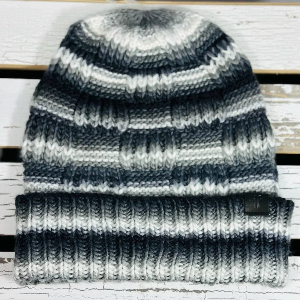 Frye Ombre Striped Space Dye Knit Cuffed Beanie, NWOT